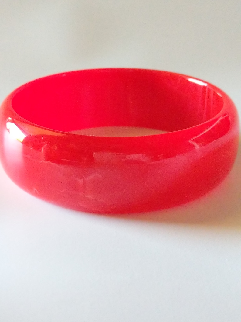 Bakelite Bracelet Chunky Red with Pink Marblette Vintage Polished Catalin Bakelite Bangle 78