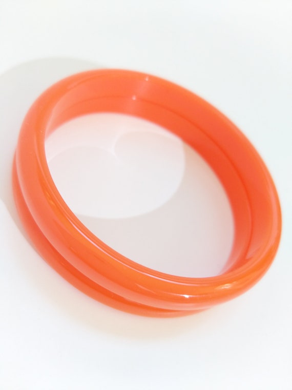 Bakelite Bracelet - Coral Orange Vintage Catalin B