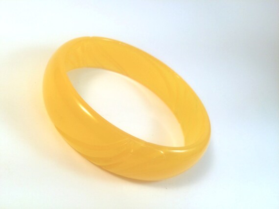 1 New Carved Bakelite Bangle - Juicy Electric Lem… - image 2