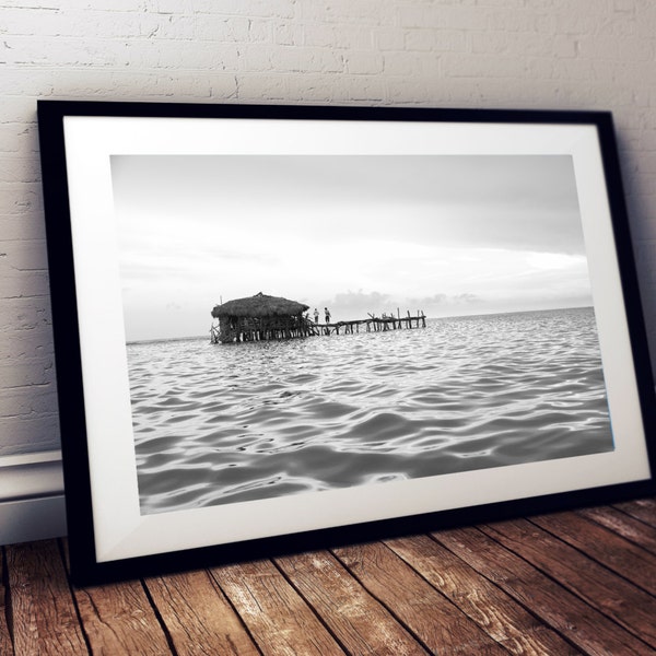 Floyd's Pelican Bar -Black and White Jamaica Photo Print - Floyds Pelican Bar  - Jamaica Photography - Jamaica Art - Fine Art Photography