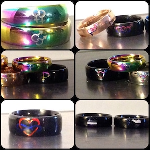 Stainless Steel Engraved LGBT Symbol Rings: Gay, Lesbian, Pansexual, Transgender, Asexual, Polyamory, Demisexual, or Custom!