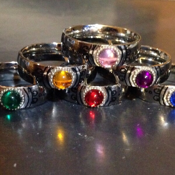 Custom Stainless Steel Madoka Magica Cosplay Ring with Acrylic Gem - Can Be 100% Personalized! Sizes 3-16!