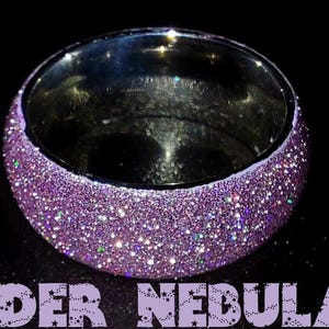 Stellar Glitz Holographic Reflective Glitter Stainless Steel and UV Resin Rings - Whole Sizes 3-16 Lavender Nebula
