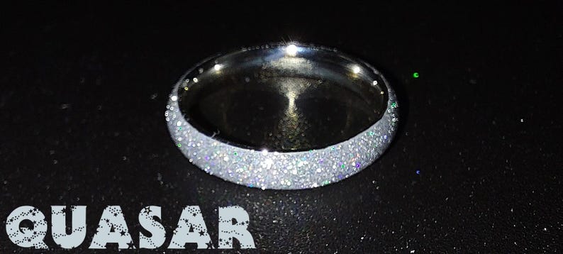 Stellar Glitz Holographic Reflective Glitter Stainless Steel and UV Resin Rings - Whole Sizes 3-16 Quasar
