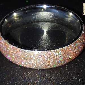 Stellar Glitz Holographic Reflective Glitter Stainless Steel and UV Resin Rings - Whole Sizes 3-16 Kuiper Belt