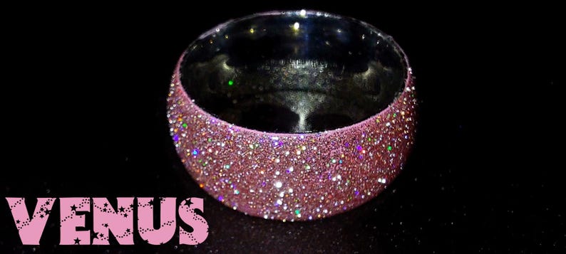 Stellar Glitz Holographic Reflective Glitter Stainless Steel and UV Resin Rings - Whole Sizes 3-16 Venus