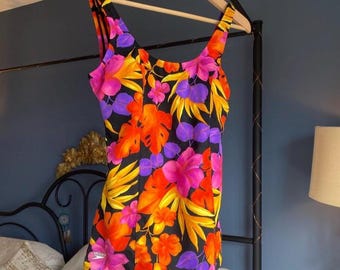 Vintage 90s Speedo Tropical Print One Piece Swimsuit