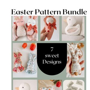 Stoff-Nähset für Ostern – Hase, Ente, Karotte, Etiketten (PDF-Download)