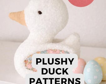 Fabric Duck Plushy Pattern – 3 Sizes, DIY Sewing Tutorial (PDF Download)