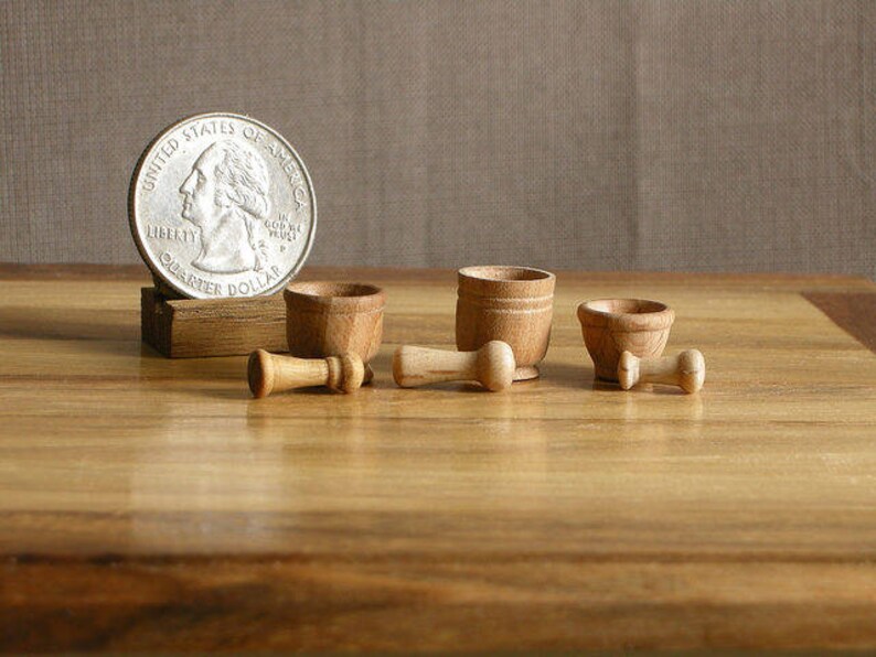 Dollhouse Mortar And Pestle / Miniature Rock Mortar And Pestle...
