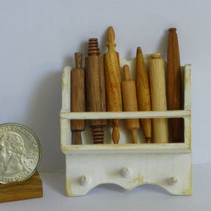 Stained Decorated Wall Shelf in Wood for 1:12 Scale Dollhouse image 5