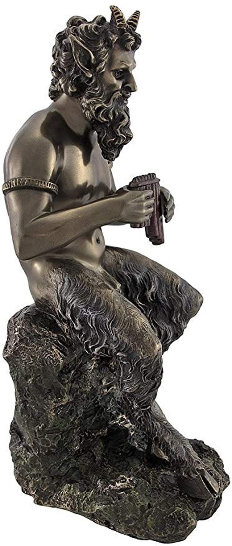 Pan Playing Flute Statue Greek Mythology Faun Bronze finish Etsy