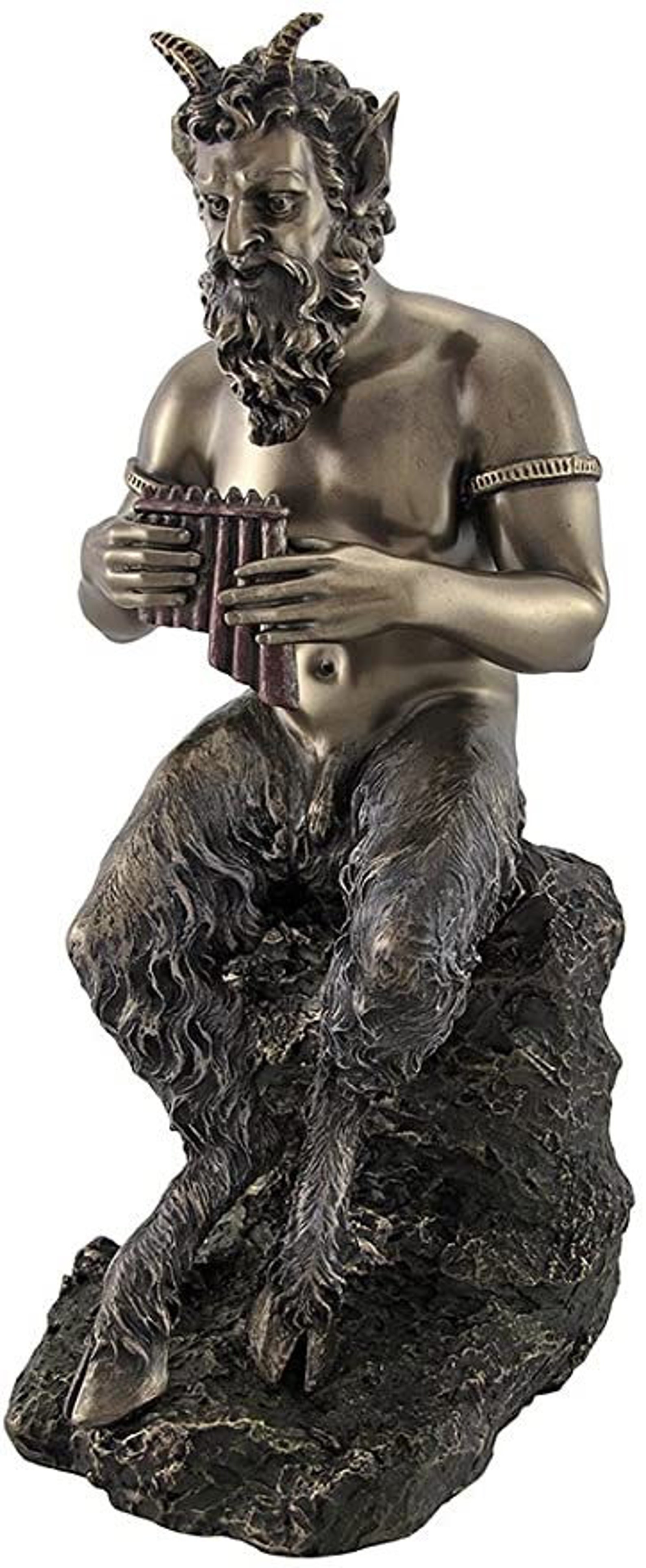 Pan Playing Flute Statue Greek Mythology Faun Bronze finish Etsy