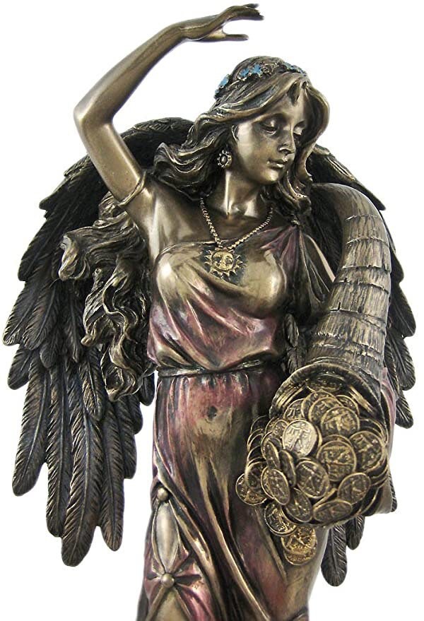 dsnetz Fortuna Decorative Resin Figurine White 28 cm Statue Roman Goddess for Good Fortune Prosperity Good Fortune Goddess with Filling Horn Protection Goddess Sculpture Esoteric Gifts 