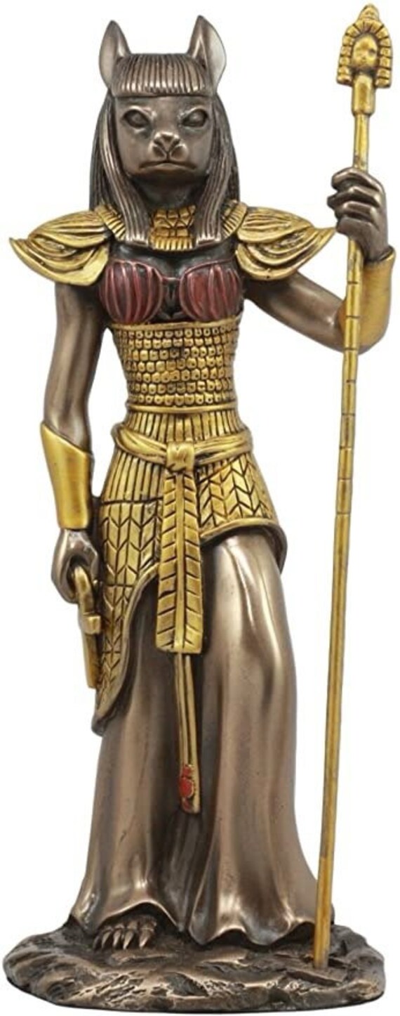 HomDEc Egyptian Goddess Bastet Cat with Spear 11 H Ubasti Goddess of Protection HomDEc Egyptian Goddess Bastet Cat with Spear 11 H Ubasti Goddess of Protection