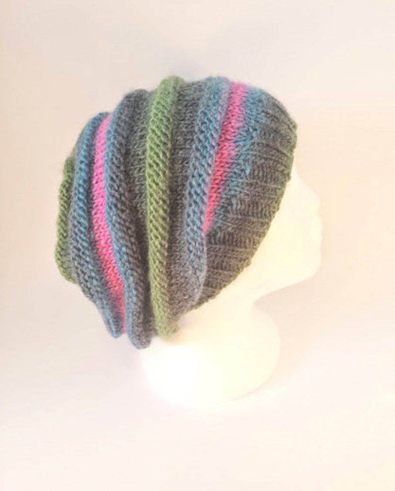 Bonnet à Pompon En Laine Tricoté à La Main - Mouton - Vert Bleu Ciel