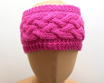 Knitting Pattern For Cabled Ear Warmer, Headband Knit A Cable Headband For Women in 5 Sizes, Easy Instructions English And French.