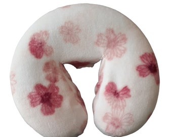 Massage Face Cradle Cover - "Seamless" Crescent Style Fleece - Pink Posie Print