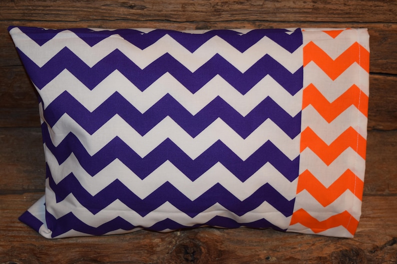 Purple Chevron with Orange Chevron Trim Nap TimeTravel Pillowcase Pillowcase Toddler Pillowcase Mini Pillowcase Fits a 14x20 Pillow Form