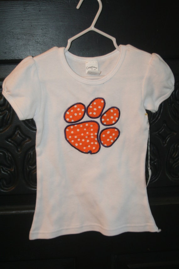 Short Sleeve Knit Top With Clemson Tiger Paw Applique Claire Bear Boutique