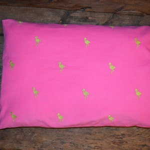 Light Pink and Lime Flamingos Nap Time/Travel Pillowcase, Toddler Pillowcase, Pillowcase, Mini Pillowcase Fits a 14x20 Pillow Form