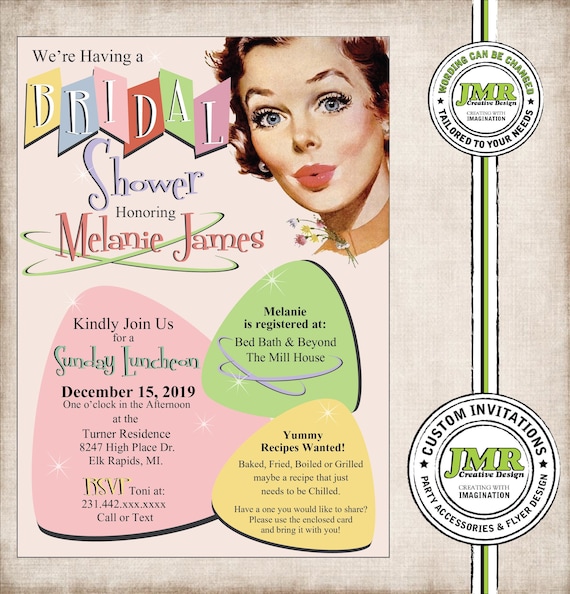 Retro Bridal Shower Invitation Retro Housewife Bridal Shower Etsy