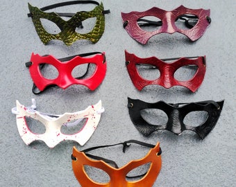 Commission Leather Half Masks Assorted Colors Masquerade Ball Halloween Costume Accessory Adult Unisex Purple Red Green Blood Splatter