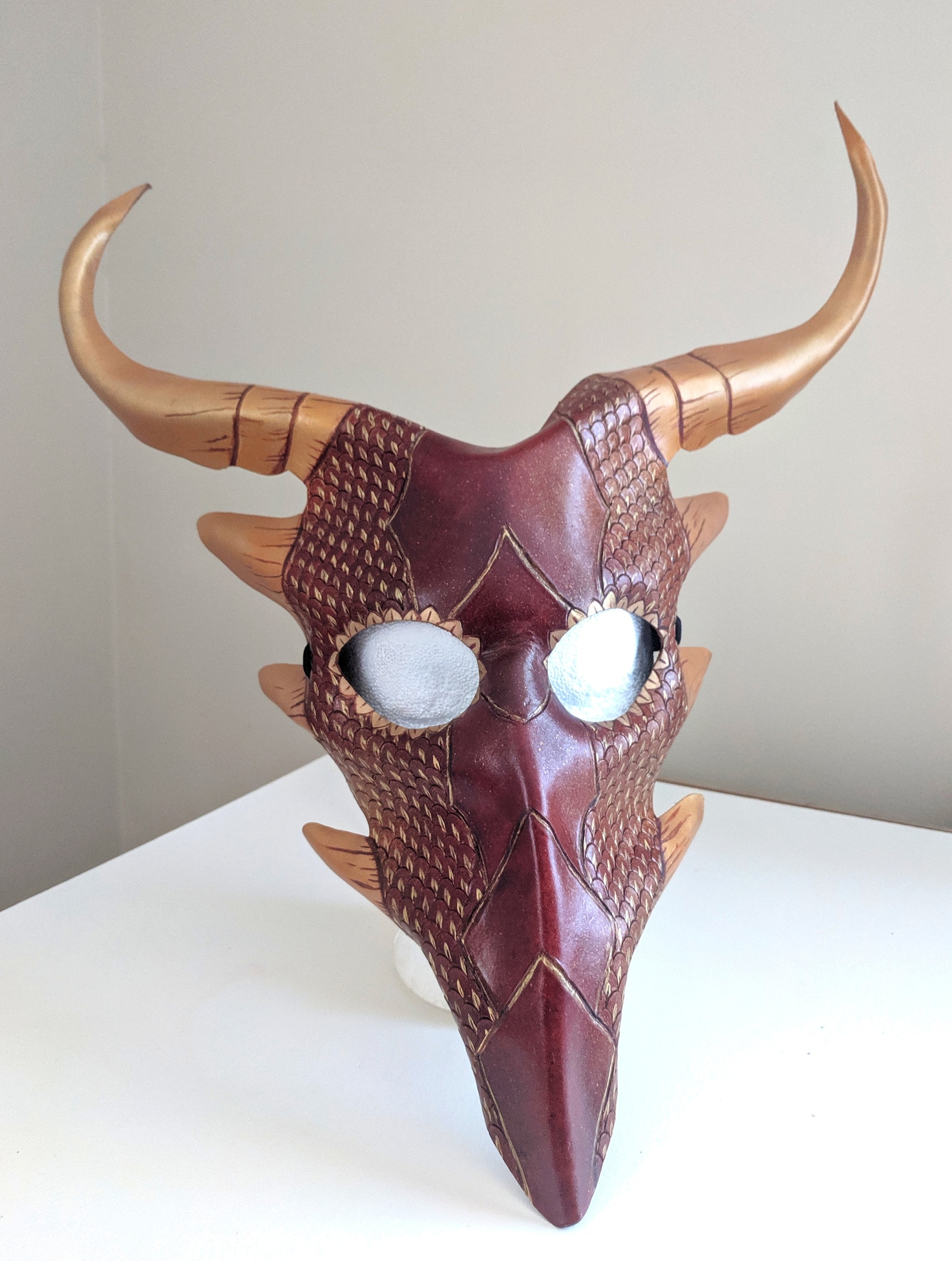 Leather Gold Bronze Dragon Mask Ren Faire Costume Roleplay Etsy
