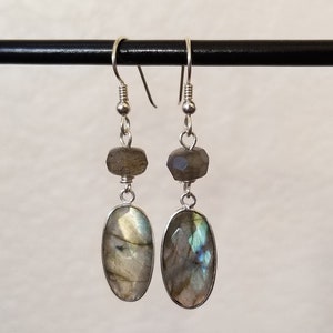 Southwestern Labradorite Earrings, Labradorite Dangle, Sterling Silver, Healing Stone, Statement, Gift, Handmade, Wedding, Resort Vacation