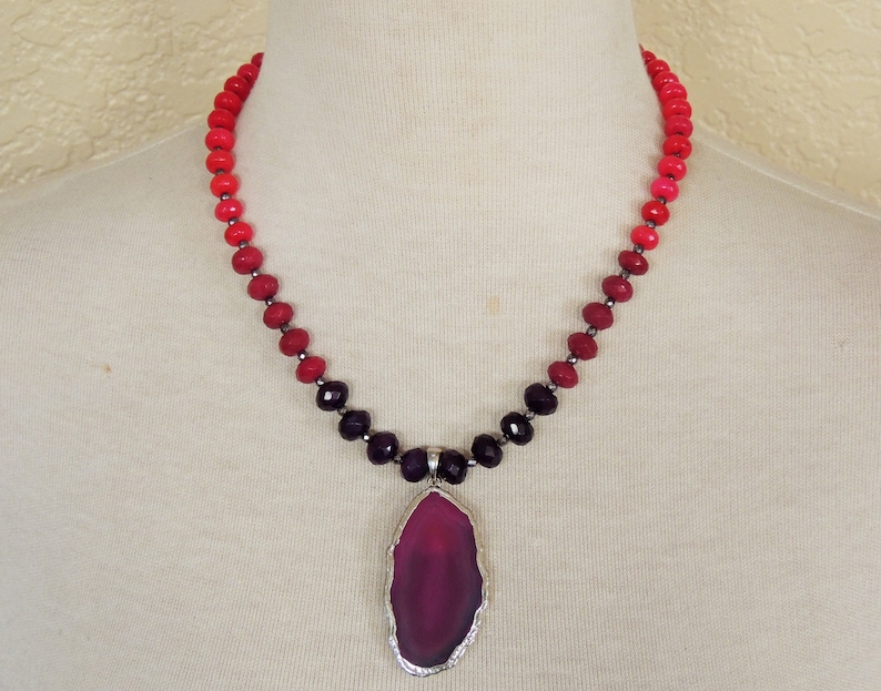 Aubergine Necklace Pink Statement Necklace Ombre Necklace Hot Pink Necklace Pink Ombre Necklace Pyrite Necklace Fuchsia Necklace