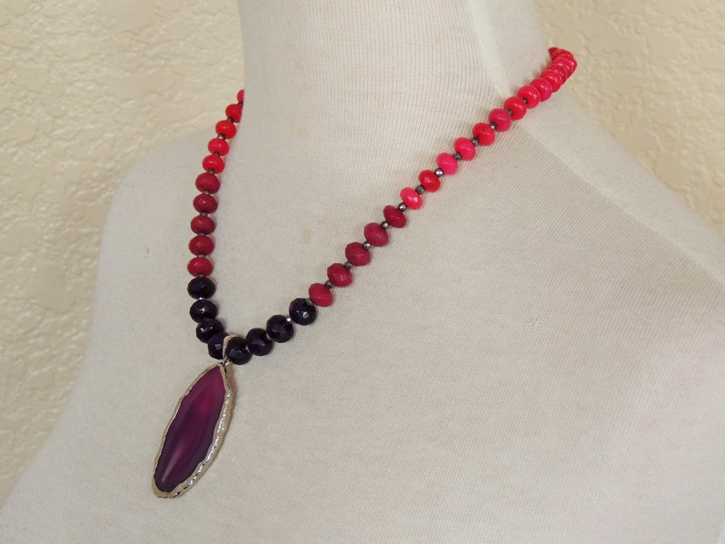 Aubergine Necklace Pink Statement Necklace Ombre Necklace Hot Pink Necklace Pink Ombre Necklace Pyrite Necklace Fuchsia Necklace