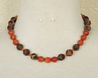 Carnelian Necklace - Southwestern Necklace - Burnt Orange Necklace - Southwestern Orange Necklace - Autumn Necklace - Brown and Orange