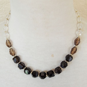 Smokey Quartz, Ombre Necklace, Clear Brown Glass, Ombre Minimalism, Wedding Jewelry, Gift Idea, Mother&#39;s Day, BohoChic, Bridesmaids,