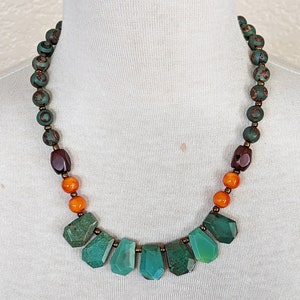 Elegant Seafoam Chrysoprase & Agate Statement Necklace: Handmade Boho Wedding Jewelry Gift