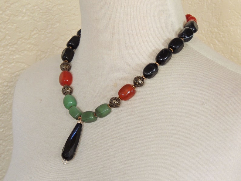 Black Black Statement Necklace Carnelian Statement Necklace Burnt Orange Statement Necklace Orange /& Green Necklace Aventurine Necklace