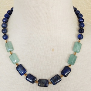 Marineblauw Lapis Lazuli ketting, licht hemelsblauwe agaat, royal blue ketting, minimalisme, handgemaakt cadeau, kerstmis, bohochic, resort vakantie