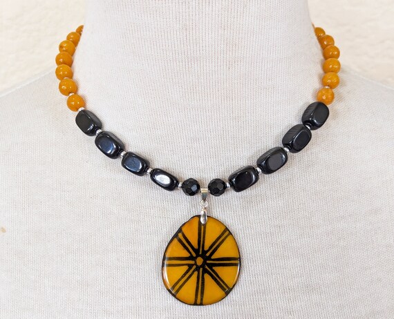 Golden Yellow Necklace Mustard Yellow Black Statement Necklace Black Pendant Necklace Yellow and Black Choker Women s Necklace Gift Etsy