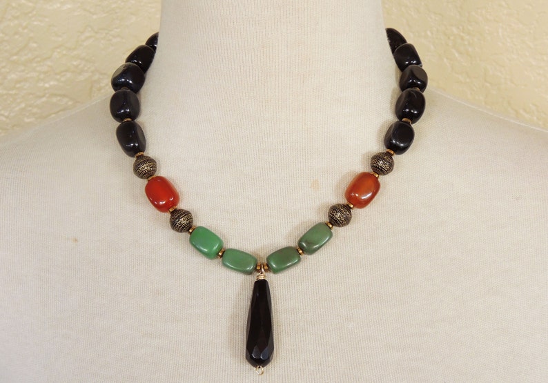 Black Black Statement Necklace Carnelian Statement Necklace Burnt Orange Statement Necklace Orange /& Green Necklace Aventurine Necklace