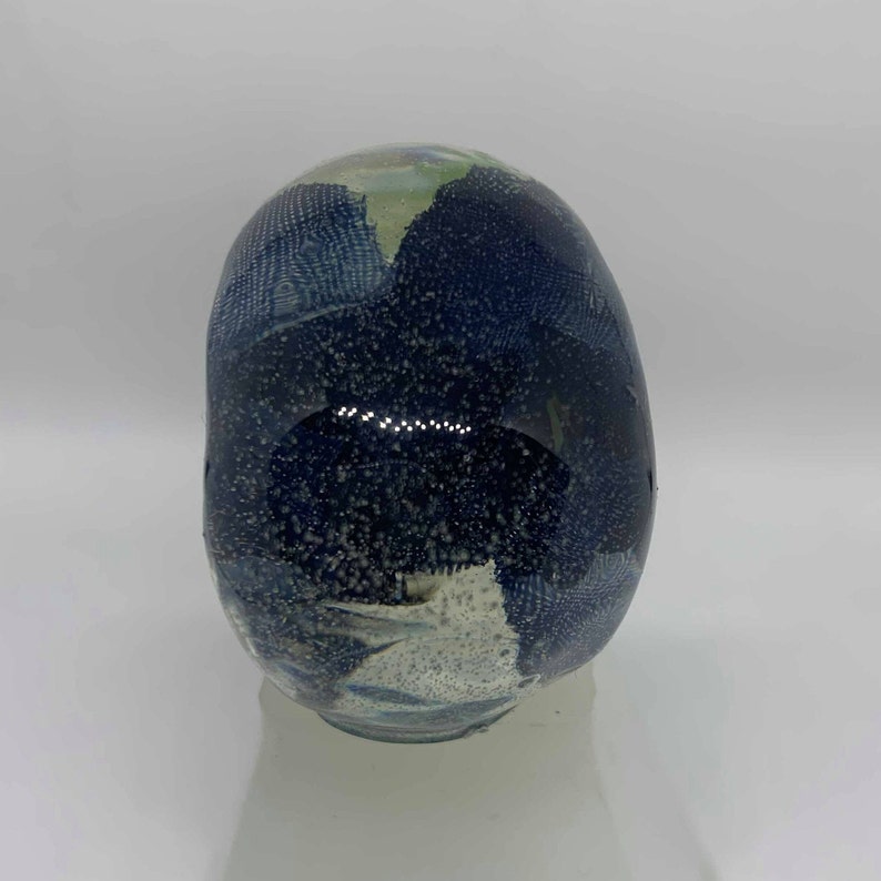Skull Blue Flower Resin Skull Head Paper Weight Desk Alter Home Decor Halloween