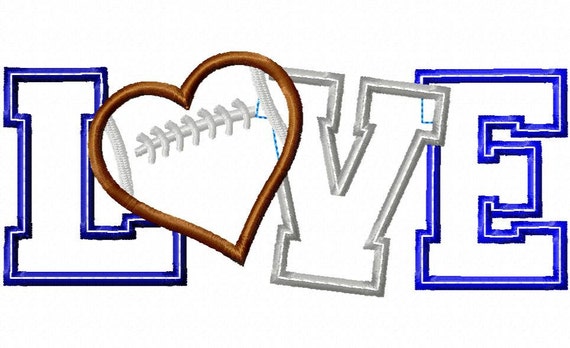 Amor Corazon Futbol Recta De Diseno Apliques Digital 3 Tamanos Etsy