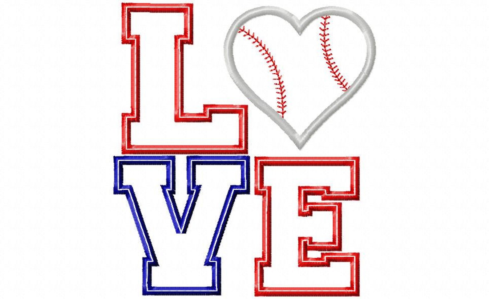 LOVE Baseball or Softball Heart Design Digital Applique Design Etsy