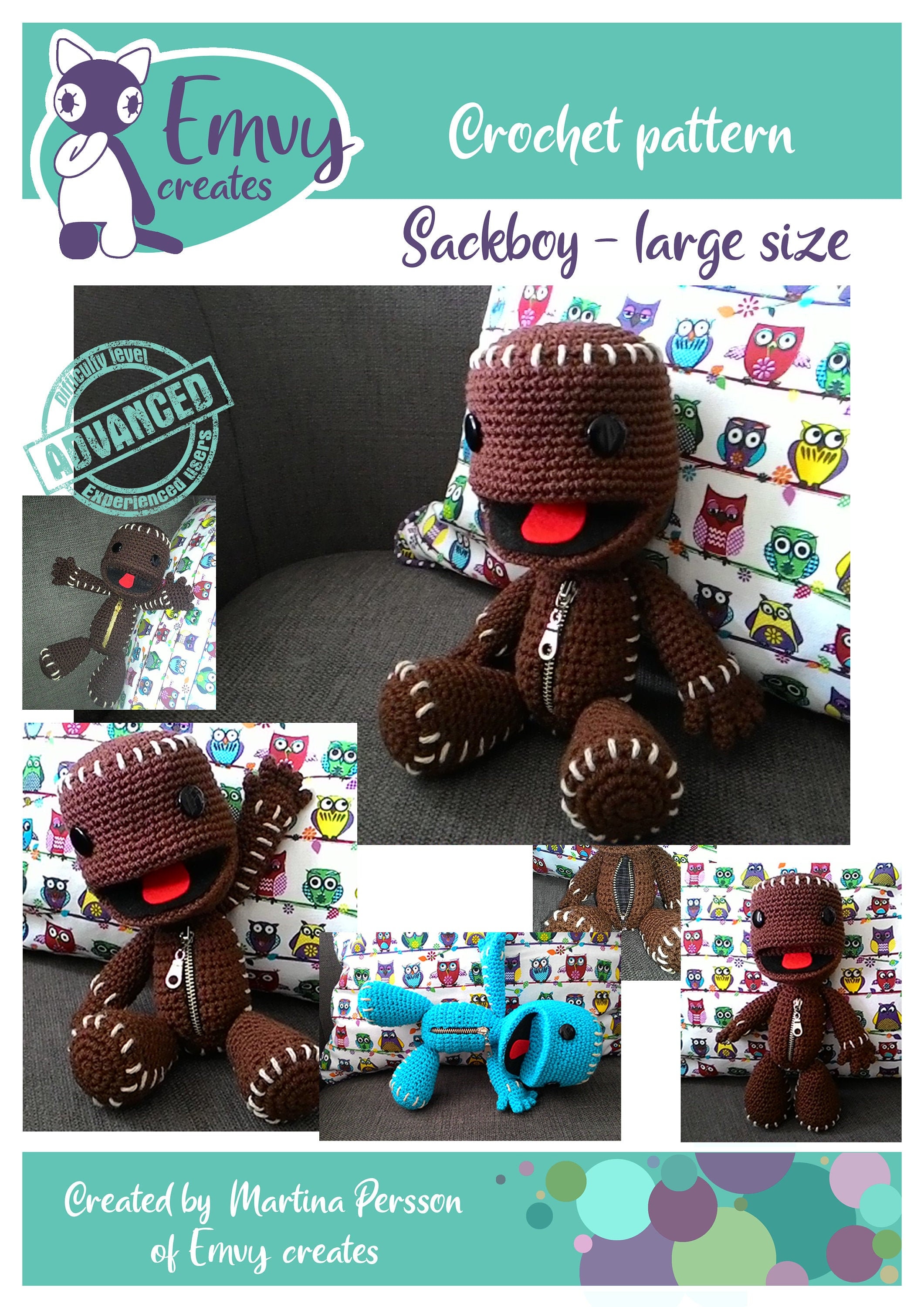 Sackboy large size Amigurumi pattern by Emvy creates Etsy España