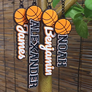 Lot 5/10/20 Basket-ball Entraîneur de sport Nom personnalisé imprimé en 3D Porte-clés Porte-clés Sac à dos Étiquette de bagage Équipe le jour du match Cadeaux de fête