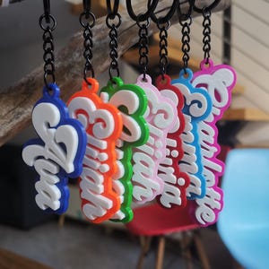 En vrac 5/10 personnalisé imprimé 3D rétro nom groovy porte-clés porte-clés sac à dos bouteille boîte à lunch étiquette fête d'anniversaire paver cadeaux d'équipe