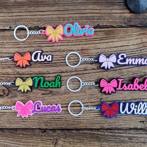 5/10/20 Personalized Customized Cheer Bow Squad Cheerleader Cheerleading Keychain Keyring Name Backpack Tag 3D Printed Game Day Sport Team