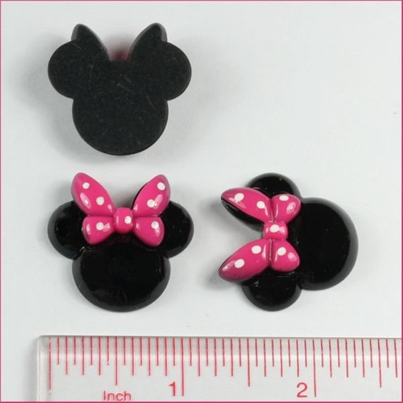 Lot 10/50/100/500pcs Black Minnie Mouse Pink Bow Resin | Etsy
