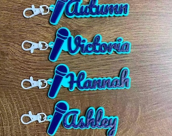 5/10/20 Personalized Custom Microphone Mic Keychain Keyring 3D Printed  Name Tag Media Club Film School Broadcast Journalism Graduation Gift