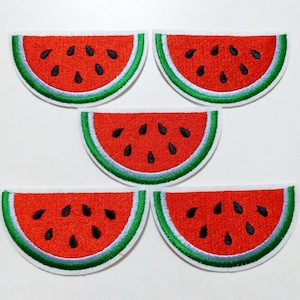 7.8x4.3cm 10pcs Water Melon Watermelon Red Slice Summer Iron On Embroidered Patches Appliques Machine Embroidery Needlecraft Sewing Clothes