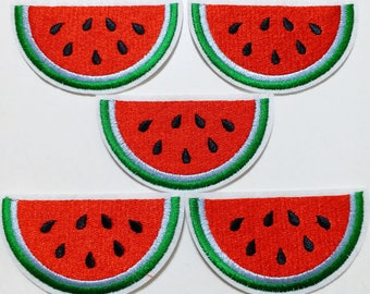 7.8x4.3cm 10pcs Water Melon Watermelon Red Slice Summer Iron On Embroidered Patches Appliques Machine Embroidery Needlecraft Sewing Clothes