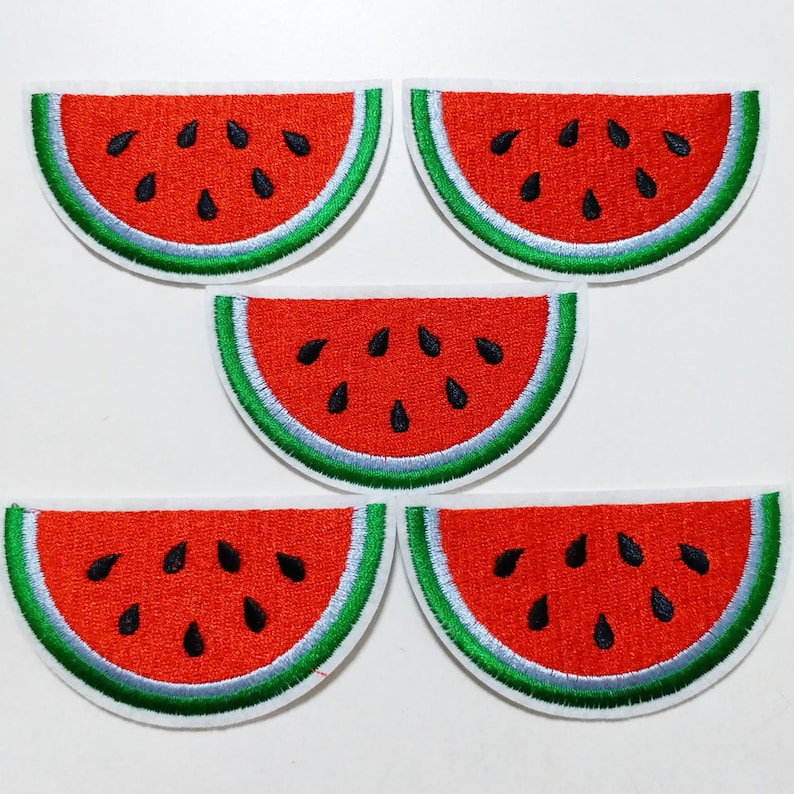 7.8x4.3cm 10pcs Water Melon Watermelon Red Slice Summer Iron On Embroidered Patches Appliques Machine Embroidery Needlecraft Sewing Clothes image 1